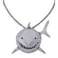 thumbnail image 1 of Jaws Movie Shark Rhinestone 1.25" Tall Metal Pendant Necklace, 1 of 1