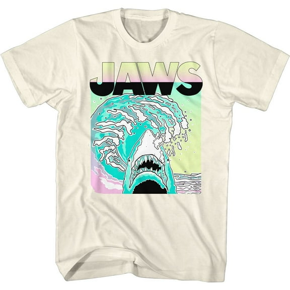 Jaws Neon Waves Natural Adult T-Shirt 4Xl