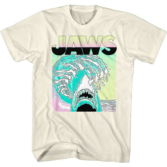Jaws Neon Waves Natural Adult T-Shirt