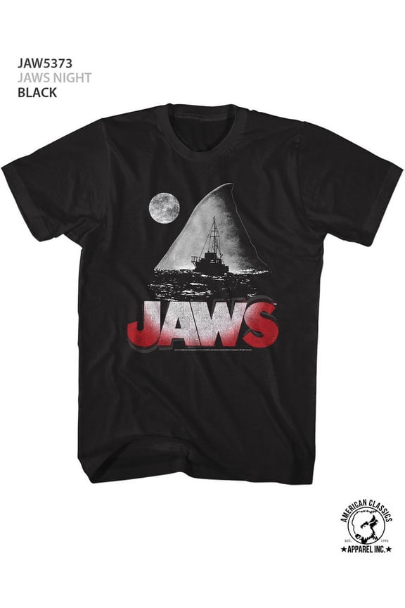 Jaws Night Black Adult T-Shirt