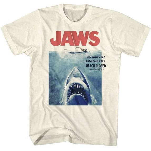 Jaws No Swimming Natural Adult T-Shirt S