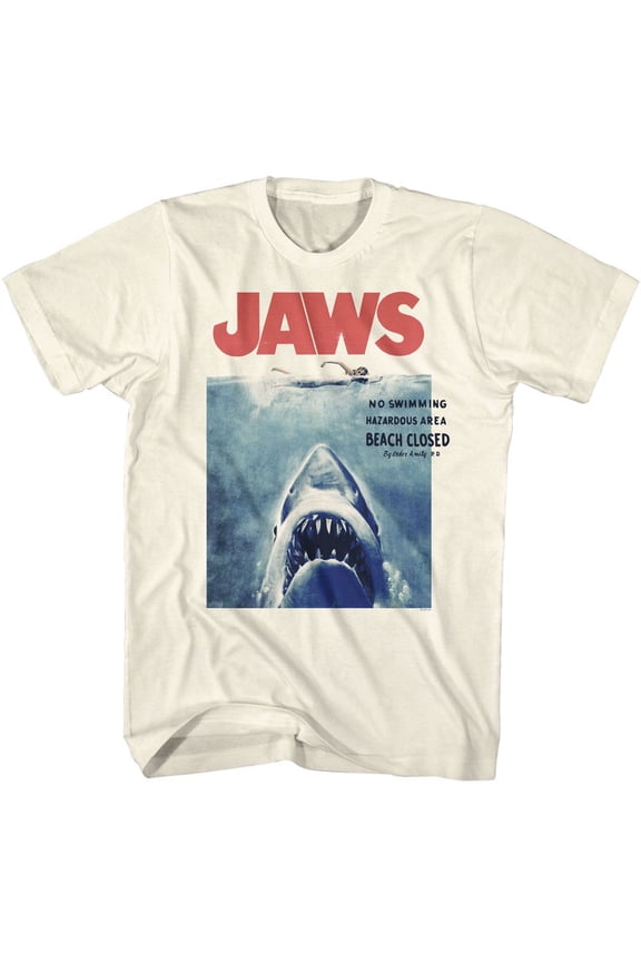 Jaws No Swimming Natural Adult T-Shirt