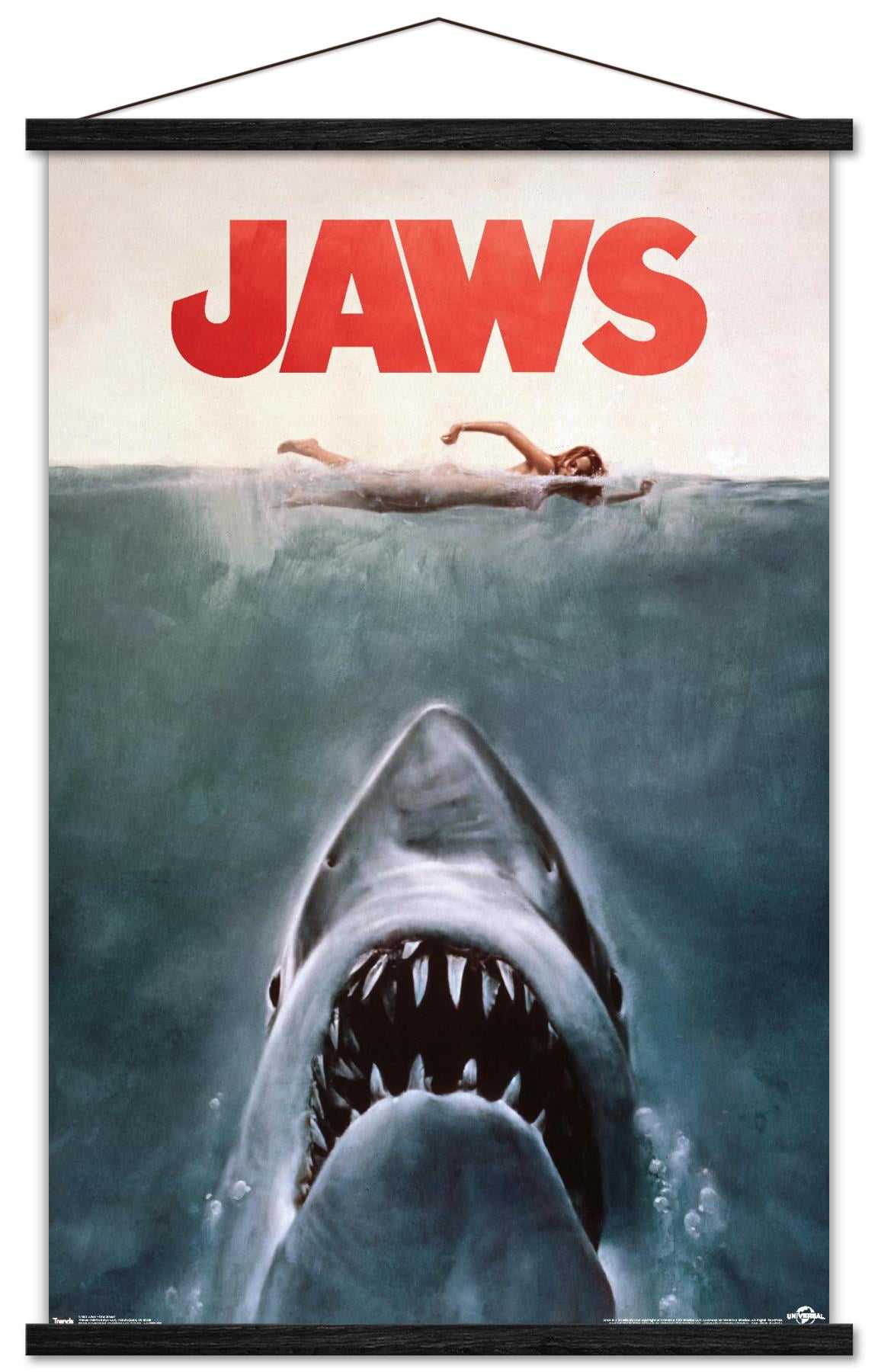 Jaws - One Sheet Wall Poster with Magnetic Frame, 22.375
