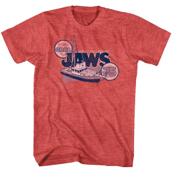 Jaws Orca Boat 1975 Men's T Shirt (RedHeather, Adult5XL)