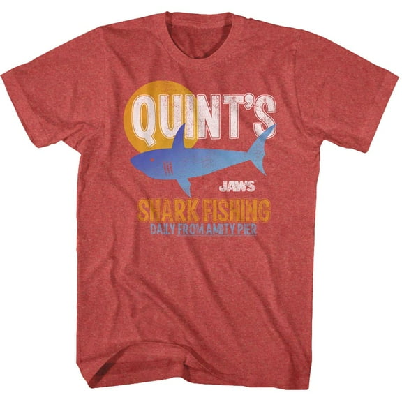 Jaws Quint's Fish Red Heather Adult T-Shirt