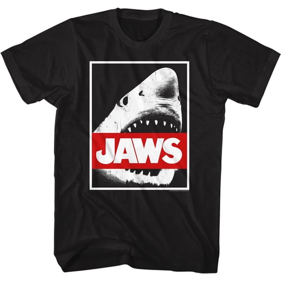 Jaws Red Bar Black Adult T-Shirt