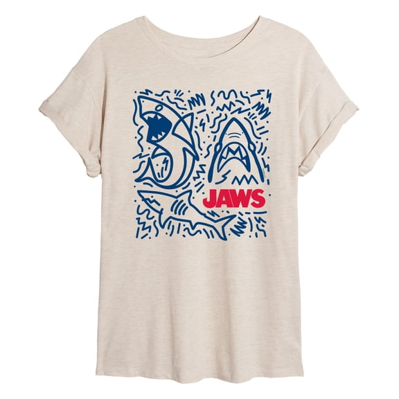 Jaws - Shark Doodles - Juniors Oversized Graphic T-Shirt