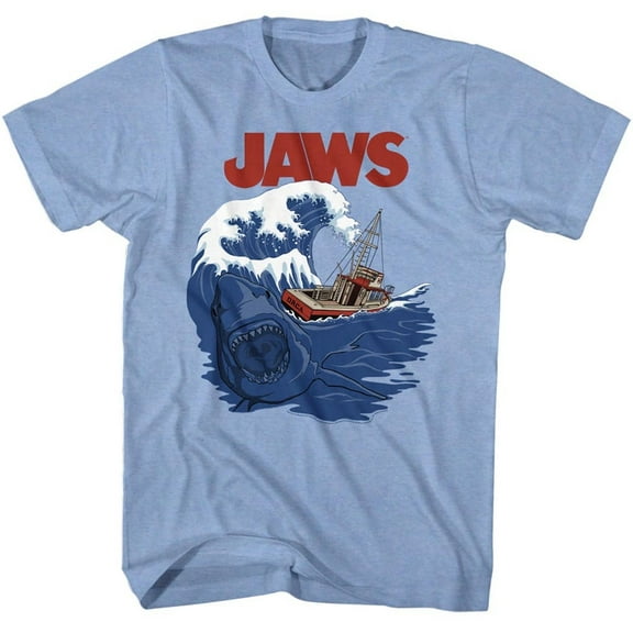 Jaws Shark Swell Blue Heather Adult T-Shirt