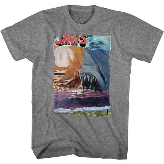 Jaws Ski Shark Collage Graphite Heather T-Shirt