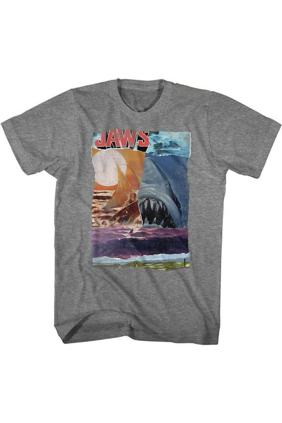 Jaws Ski Shark Collage Graphite Heather T-Shirt