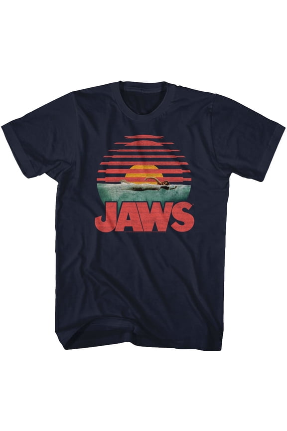 Jaws Sliced Navy Adult T-Shirt