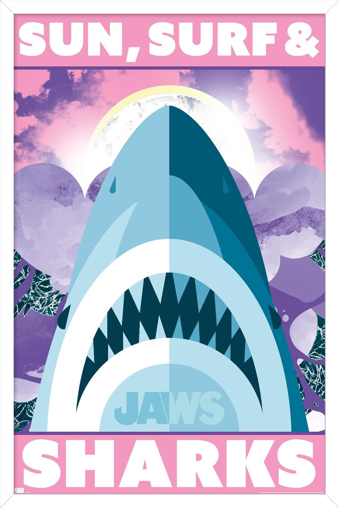 ssur サー　シルクスクリーン　JAWS ポスター Jaws-Sun-Surf-Sharks-Wall-