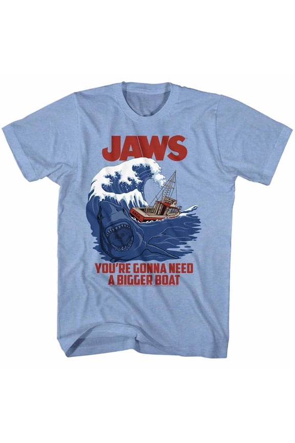 Jaws Swell Text Blue Heather Adult T-Shirt