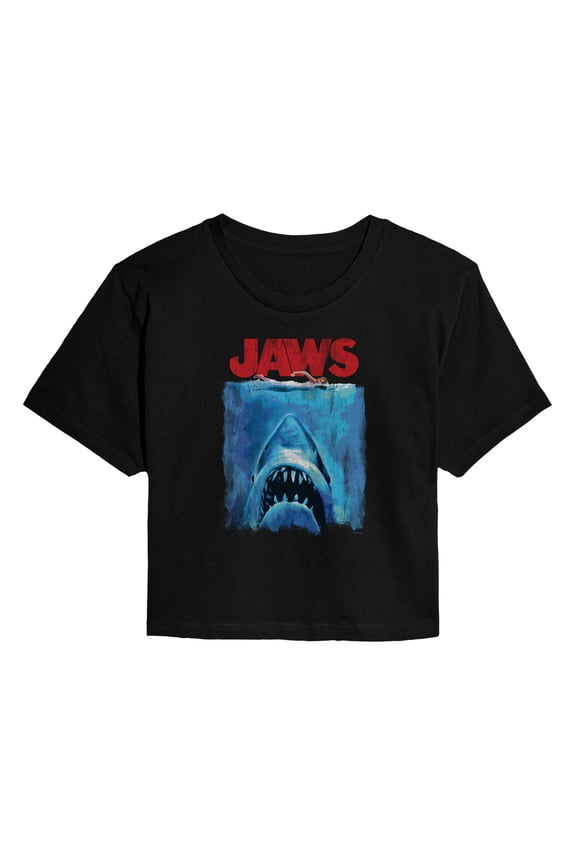 - Swimming Above Shark - Juniors Cropped Graphic T-Shirt
