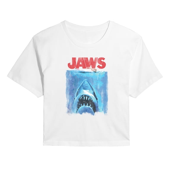 Jaws - Swimming Above Shark - Juniors Cropped Graphic T-Shirt
