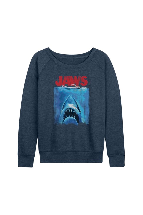 - Swimming Above Shark - Women's French Terry Long Sleeve Pullover