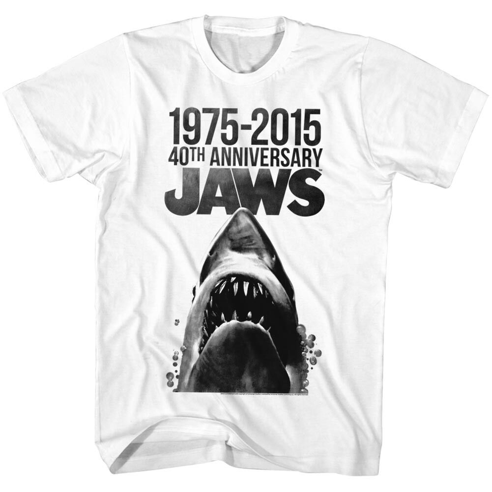 Jaws Tall T-Shirt 40th Anniversary B&W White Tee - Walmart.com