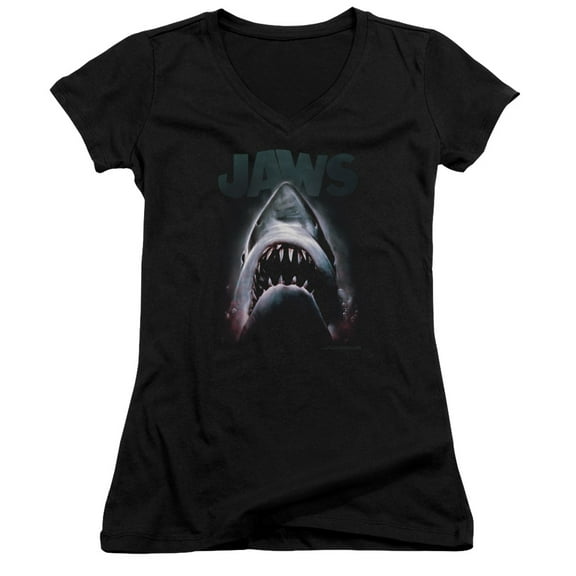 Jaws Terror In The Deep Junior Women's T-Shirt V-Neck Black