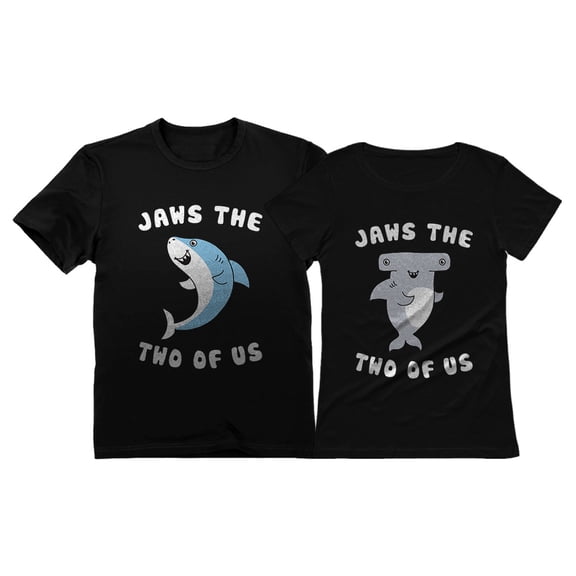 Jaws The Two Of Us Valentine's Day Outfit for Him & Her Matching Couples T-shirts Men Black XX-Large / Women Black XX-Large