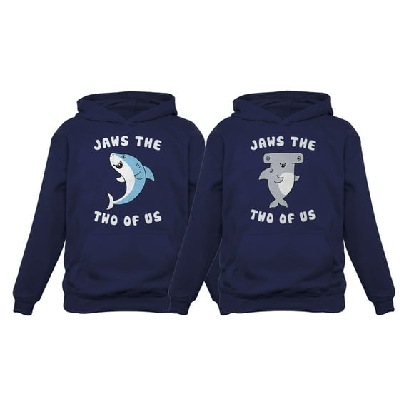 Jaws The Two Of Us Valentine's Day Set for Him & Her Matching Couples Hoodies Men Blue X-Large / Women Blue X-Large