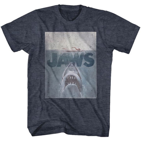 Jaws Transparent Navy Heather Adult T-Shirt 4Xl
