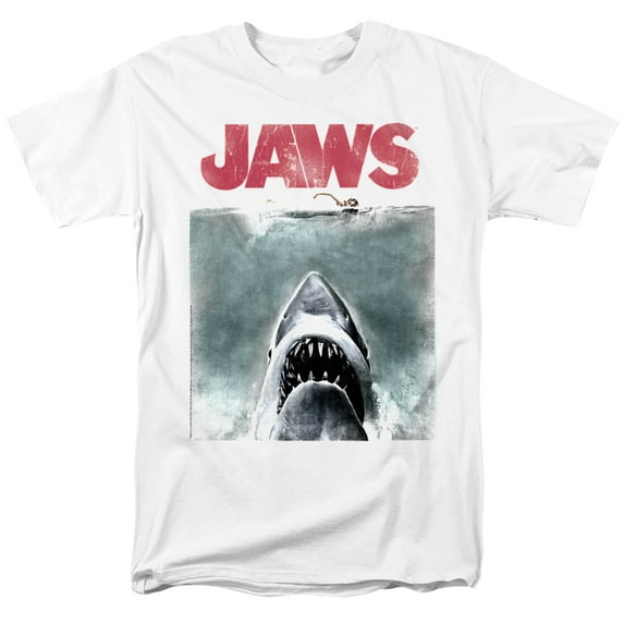 Jaws Vintage Poster Unisex Adult T Shirt, White, 6X-Large