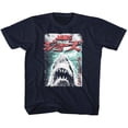 thumbnail image 1 of Jaws Worn Japanese Poster Navy Youth T-Shirt, 1 of 2