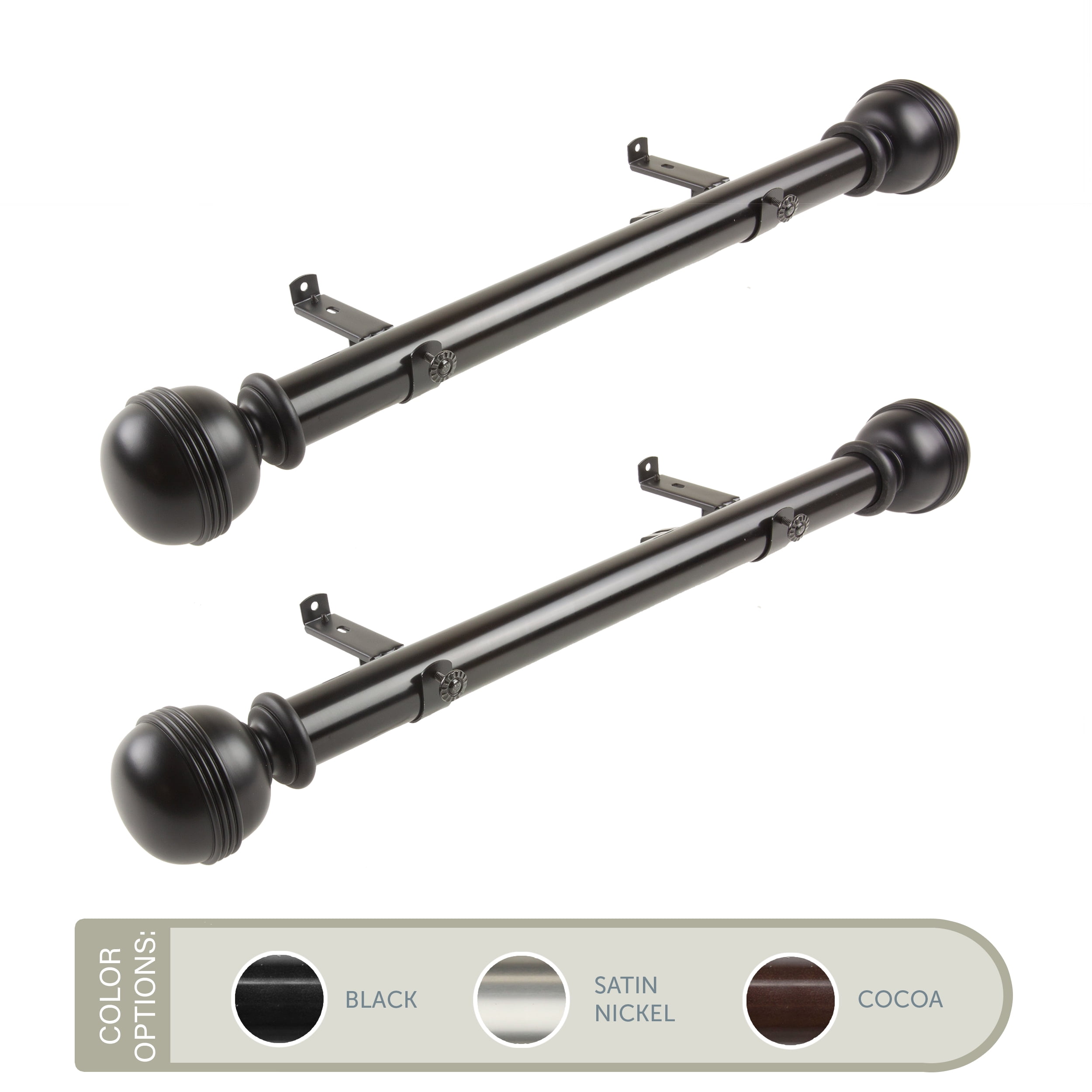 Jax 1.5" Side Curtain Rod 18 inch Long (Set of 2) - Black