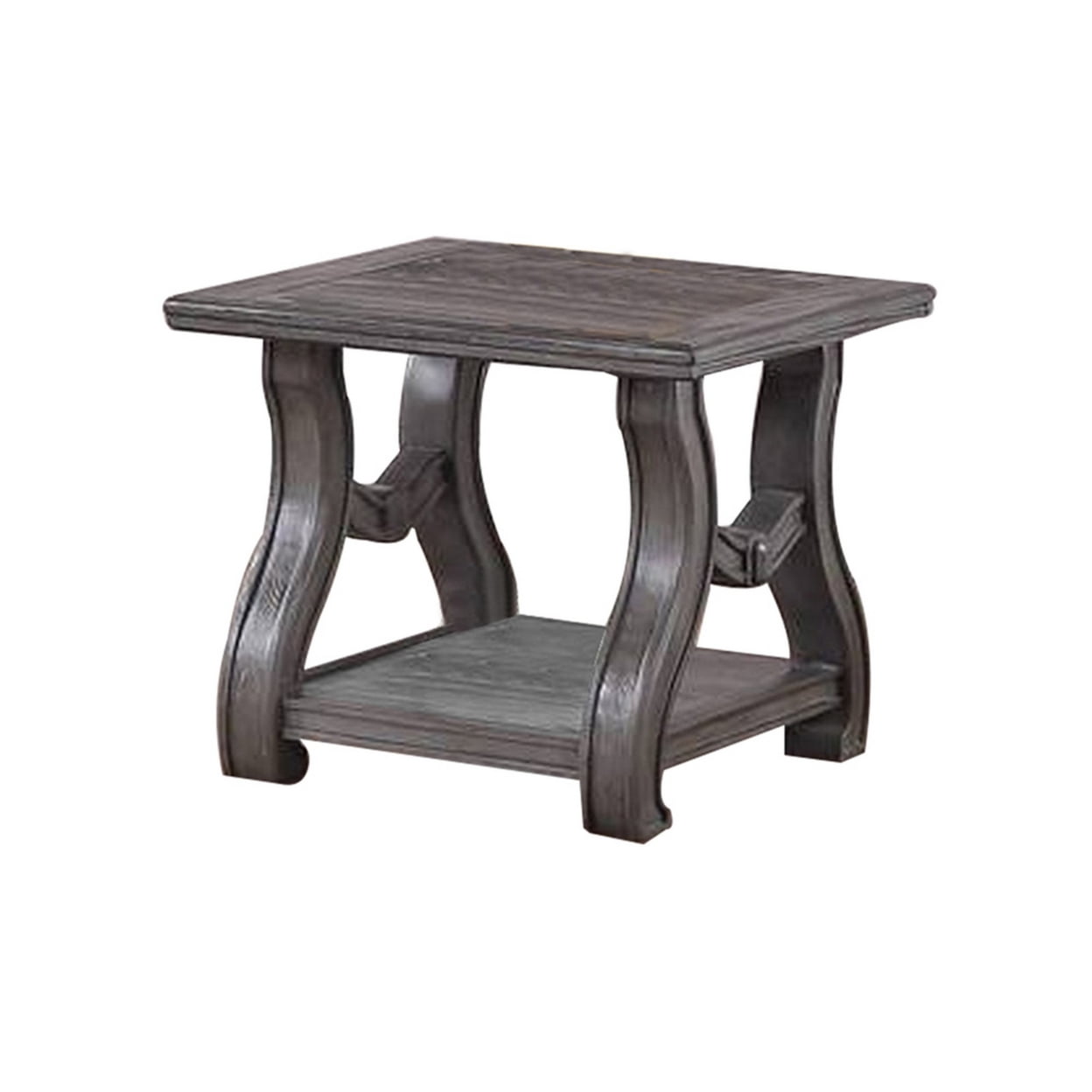 Jax 26 Inch Contemporary End Table Flared Legs Beveled Platinum Gray ...