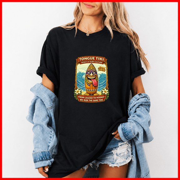 Jax Dax Tongue Tiki Graphic Funny Retro Surf Style Unisex T-Shirt, up to size 5XL