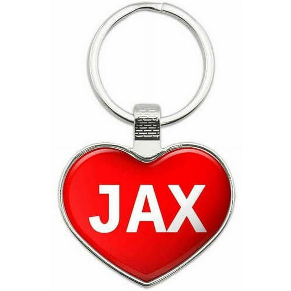 Jax - Names Male Metal Heart Keychain Key Chain Ring, Multiple Colors Available