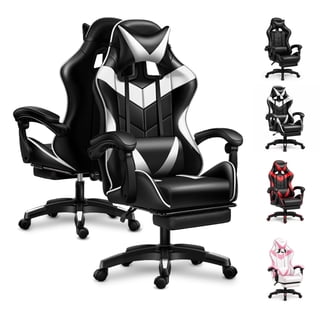 JaxShark Gaming Chair, Ergonomic Racing Style Computer Desk Chair with Footrest and Lumbar Support