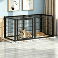 thumbnail image 1 of JaxSteam 48" Dog Cage & Pet Playpen with Top, Indoor Dog Crate & Cat Enclosure for Medium Dogs & Cats, Black, 1 of 9