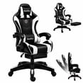 thumbnail image 1 of JaxSteam Ergonomic Gaming Chair, High Back Reclining PU Leather Chair with Headrest and Lumbar Support, Black, 1 of 8