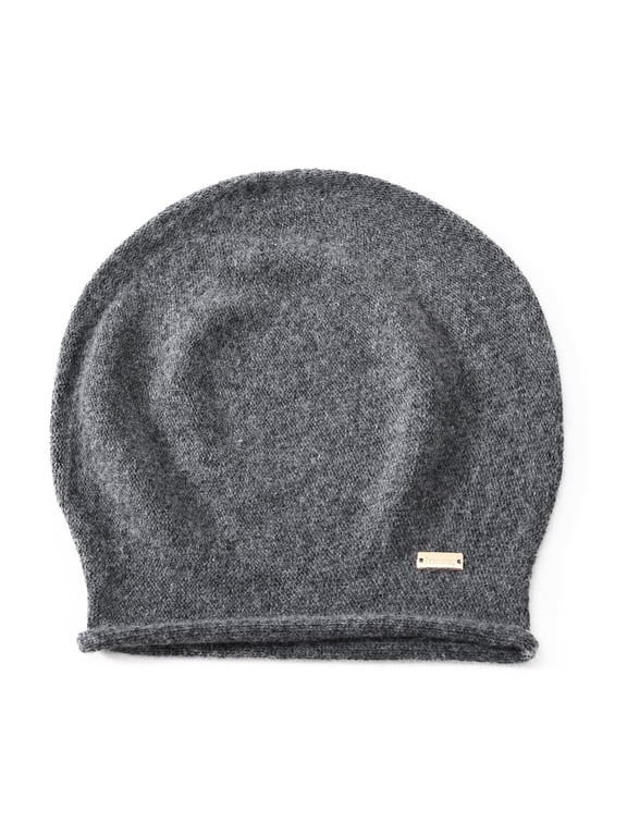 Winter Warm Wool Solid Color Knitted Skull Cap Hat Unisex Knit Slouchy Beanie Hat Dark Grey