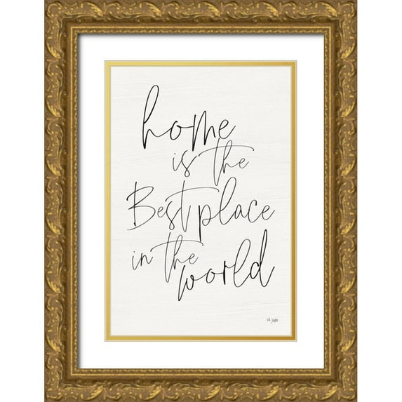 Jaxn Blvd. 13x18 Gold Ornate Wood Framed with Double Matting Museum Art Print Titled - Home is the Best Place
