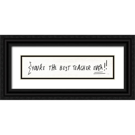 Jaxn Blvd. 14x6 Black Ornate Wood Framed with Double Matting Museum Art Print Titled - Best Teacher Ever