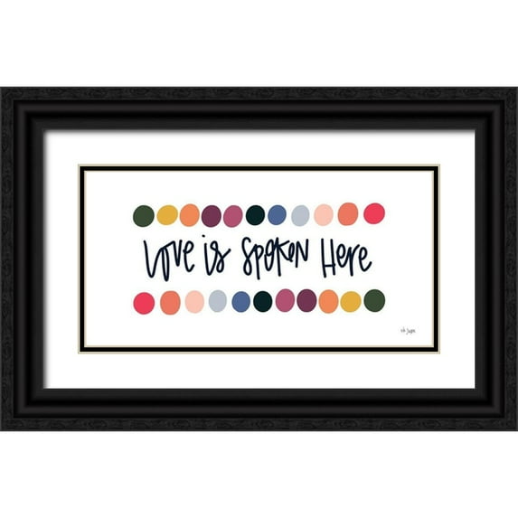 Jaxn Blvd. 14x9 Black Ornate Wood Framed with Double Matting Museum Art Print Titled - Rainbow Love is Spoken Here