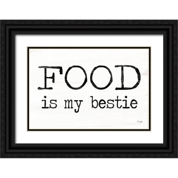Jaxn Blvd. 18x13 Black Ornate Wood Framed with Double Matting Museum Art Print Titled - Food is My Bestie