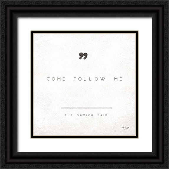 Jaxn Blvd. 26x26 Black Ornate Wood Framed with Double Matting Museum Art Print Titled - Come Follow Me
