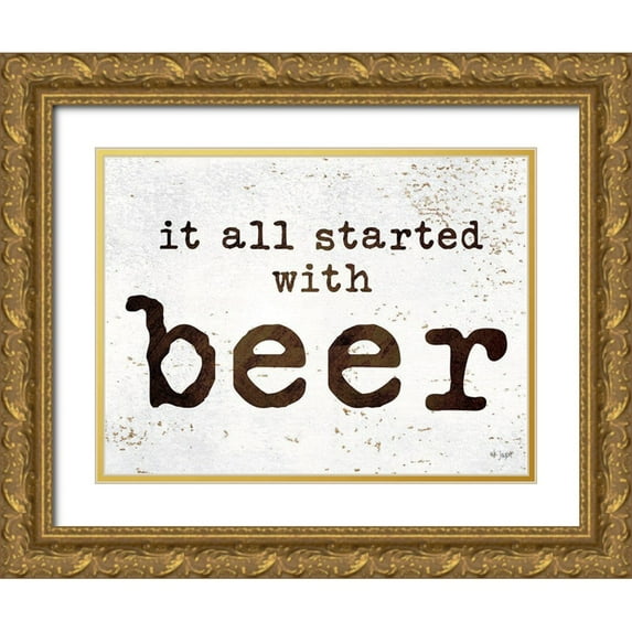 Jaxn Blvd. 32x25 Gold Ornate Wood Framed with Double Matting Museum Art Print Titled - It All Started with Beer