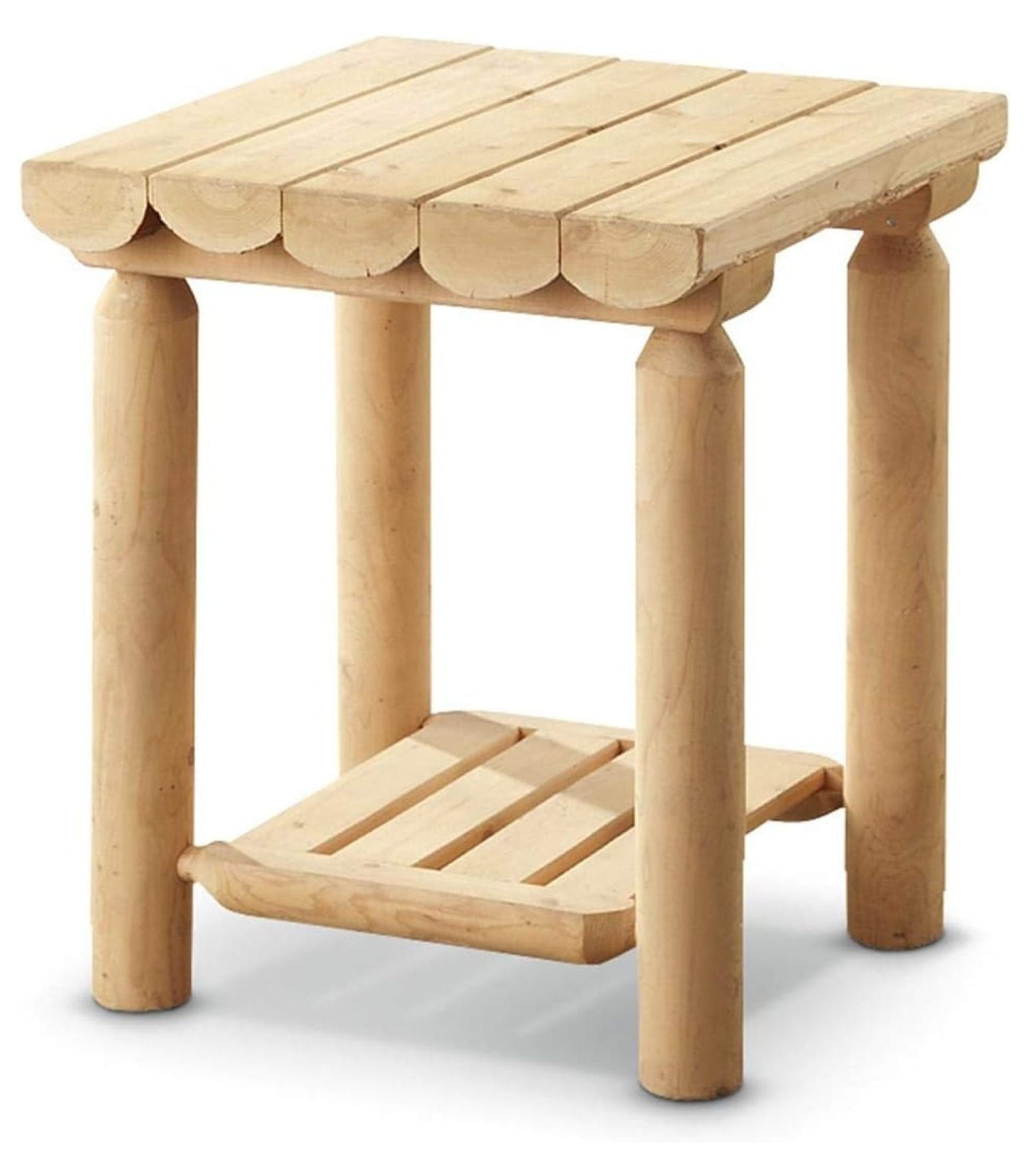 Jaxnfuro Cedar Log Side Table Nightstand, Rustic Natural Unfinished