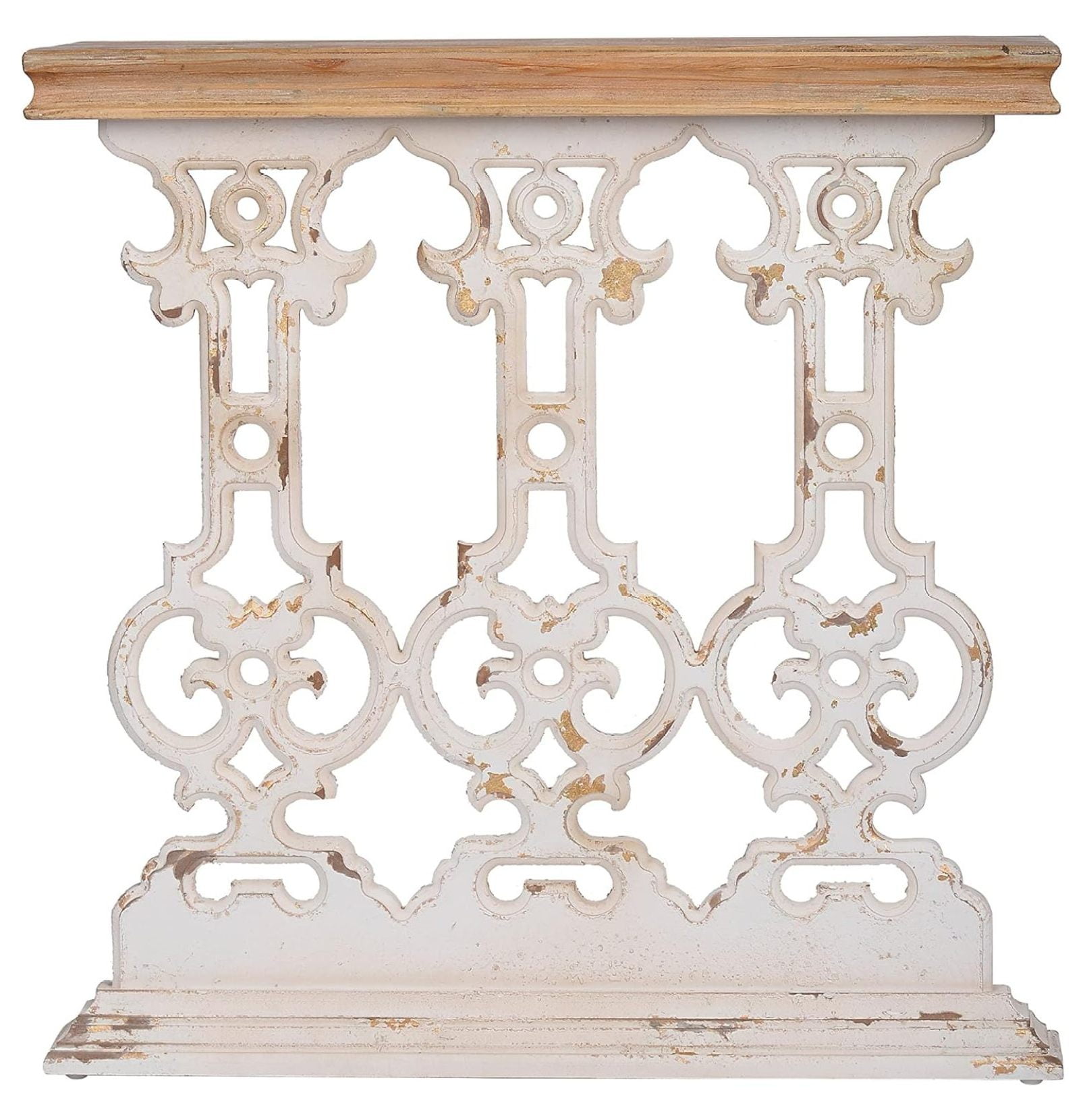 Vintage Whitewash and Warm Wood Rectangular Console Table