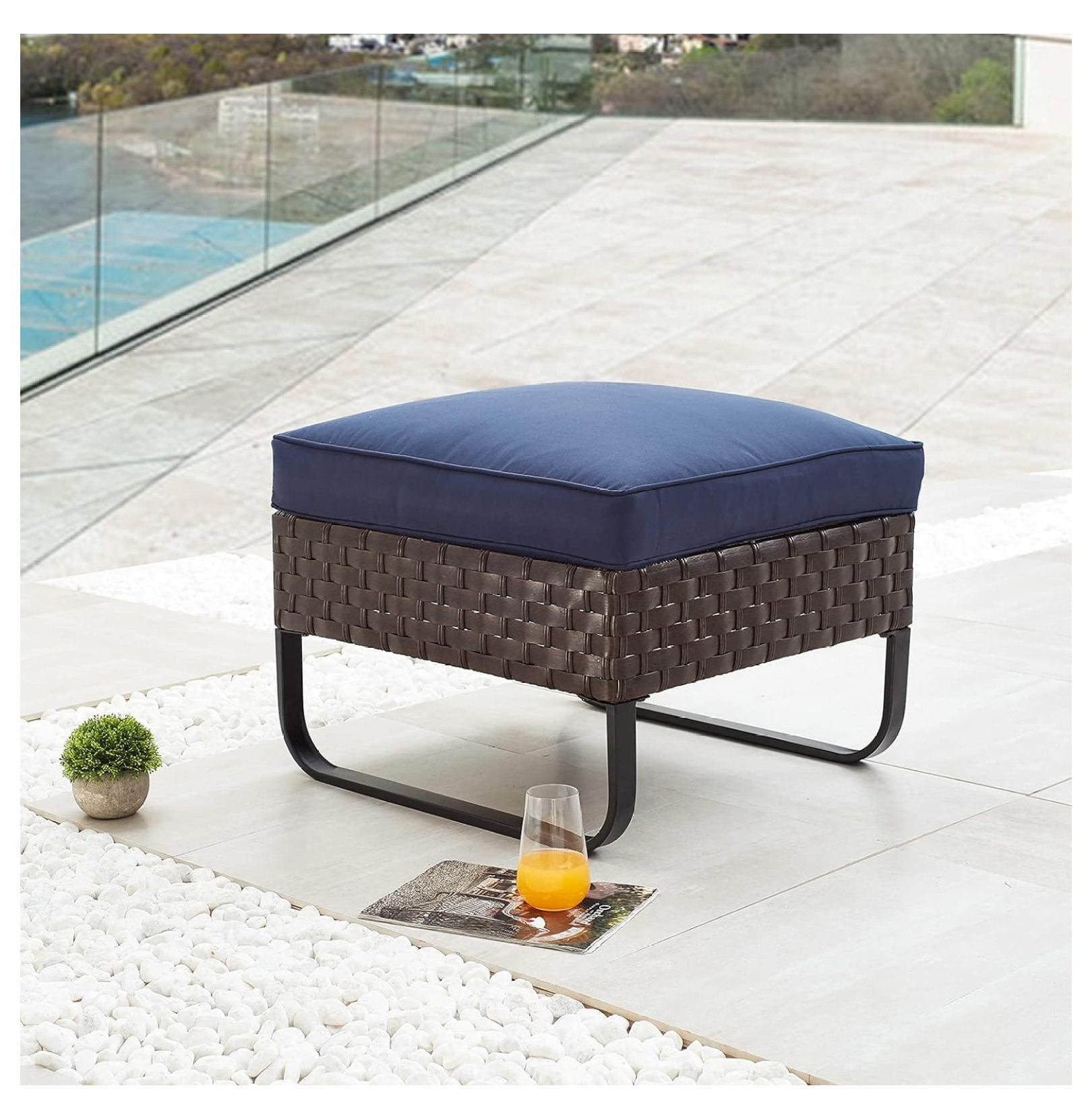 Jaxnfuro Outdoor Ottoman Patio Bistro Furniture Footstool Foot Rest with AllWeather Premium