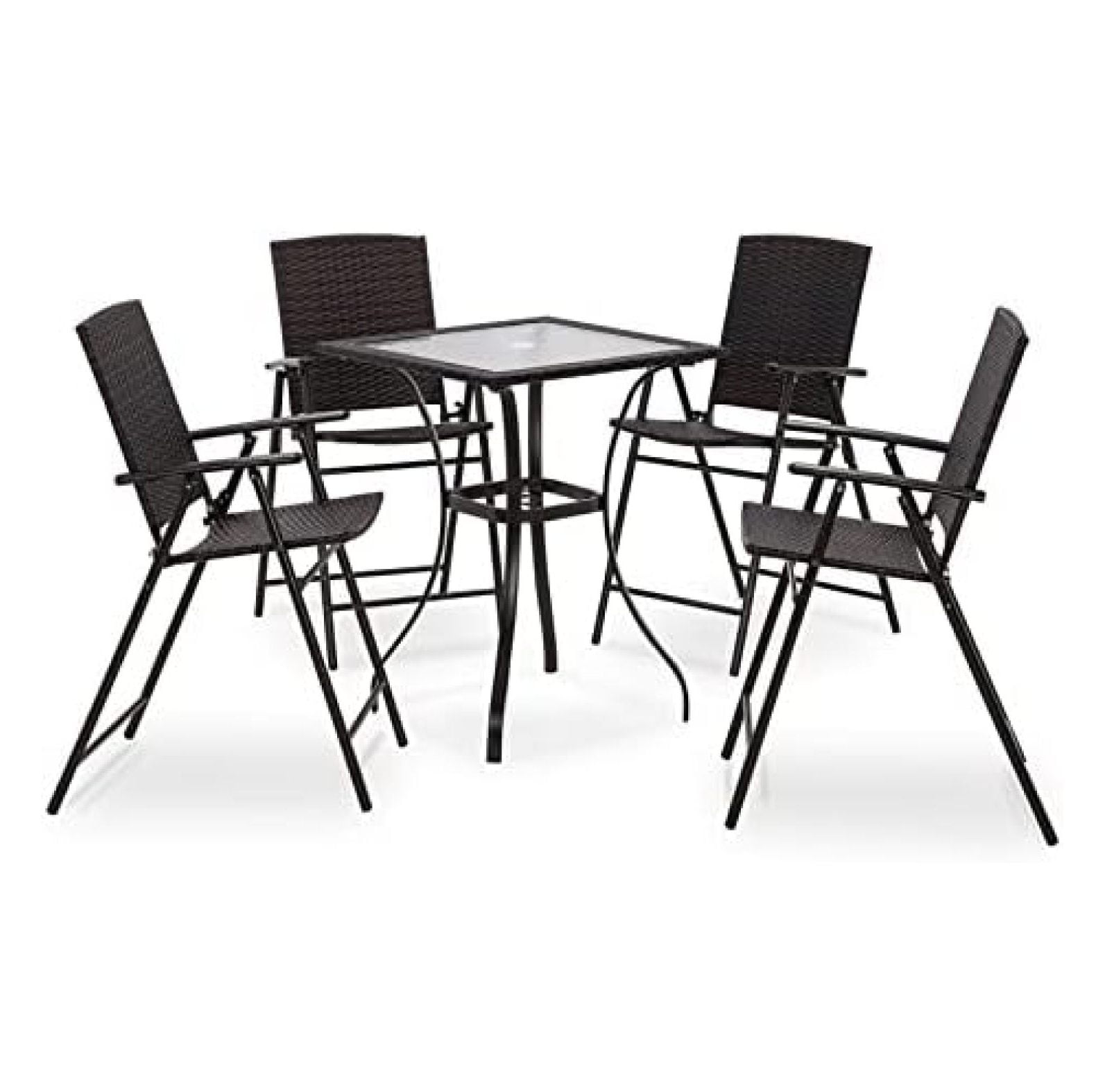 Jaxnfuro Patio Dining Set 5 Pieces, Black Outdoor Dining Table and
