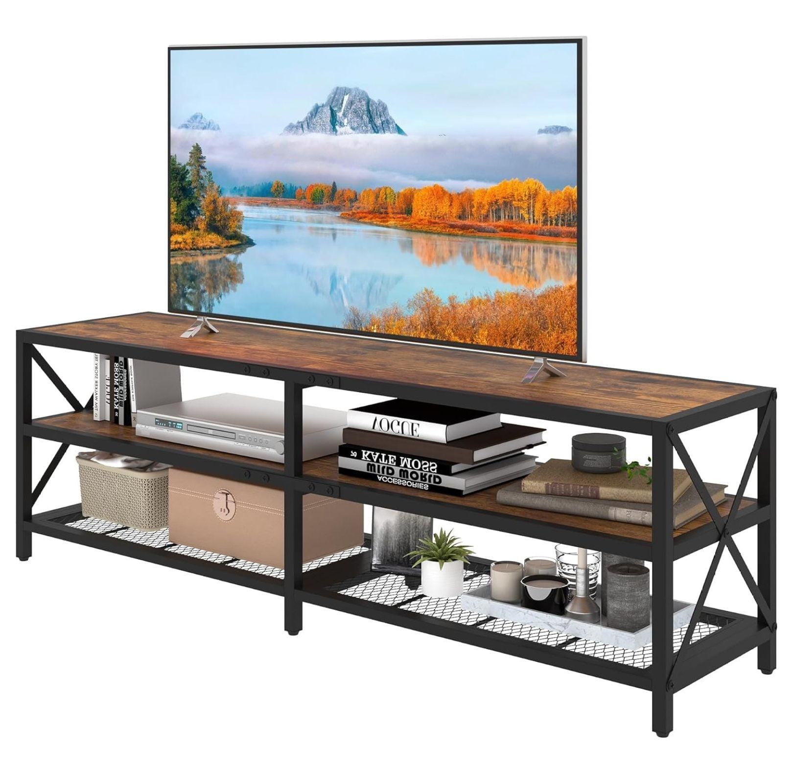 Jaxnfuro TV Stand for TVs Up to 75 Inches, Industrial Entertainment