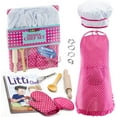 thumbnail image 1 of JaxoJoy Complete Kids Cooking and Baking Set - 11 Pcs: Apron for Little Girls, Chef Hat, Mitt & Utensil for Toddler Dress Up Chef Costume Career Role Play for 3-Year-Old Girls and Up, 1 of 4