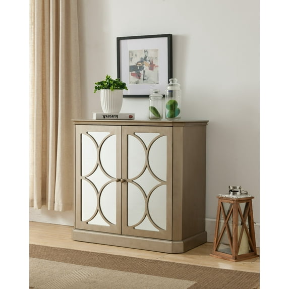Pilaster Designs Jaxon 2-door Contemporary Wood Accent Display Cabinet in Gold