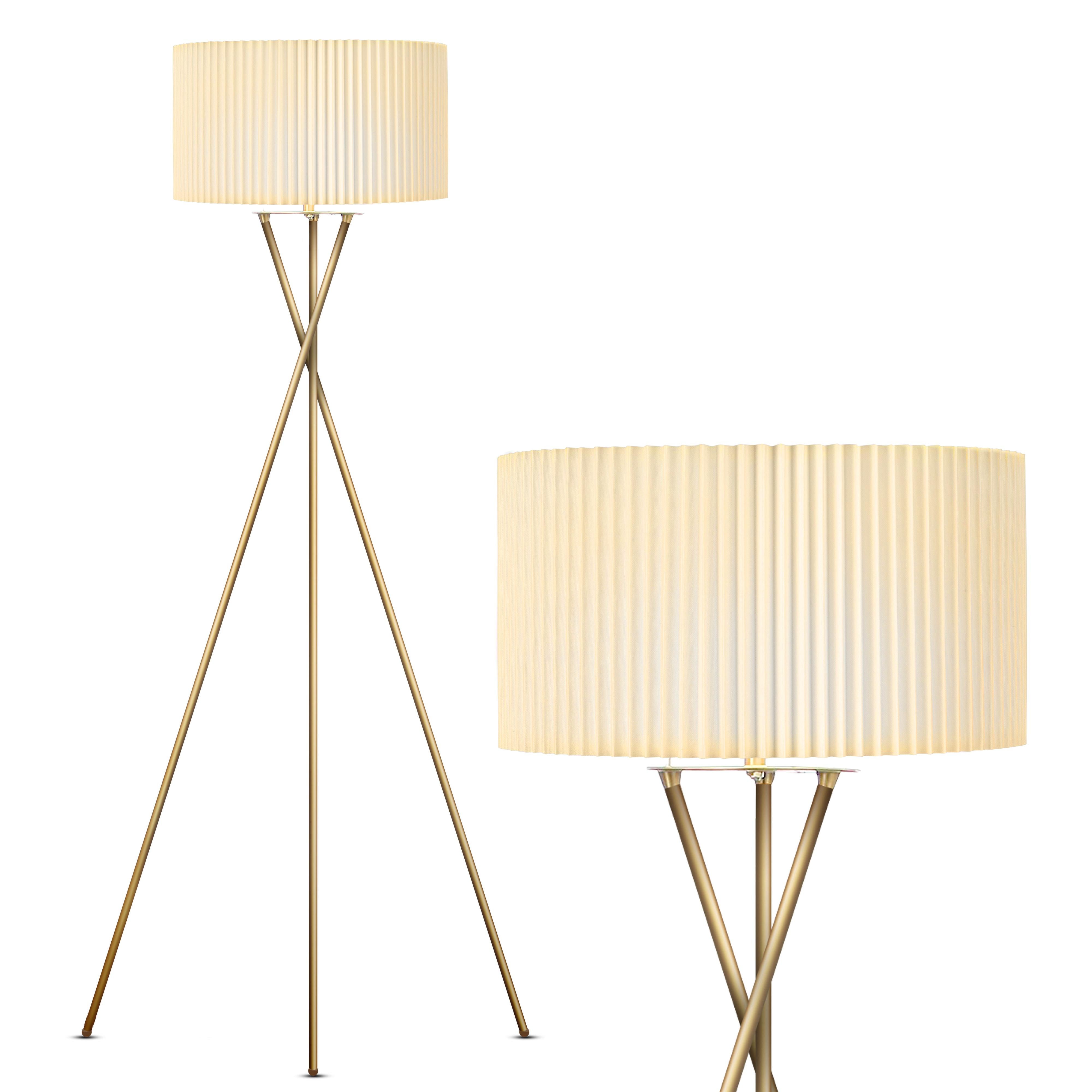 Jaxon 60" Brass Tripod Floor Lamp with Pleated Shade