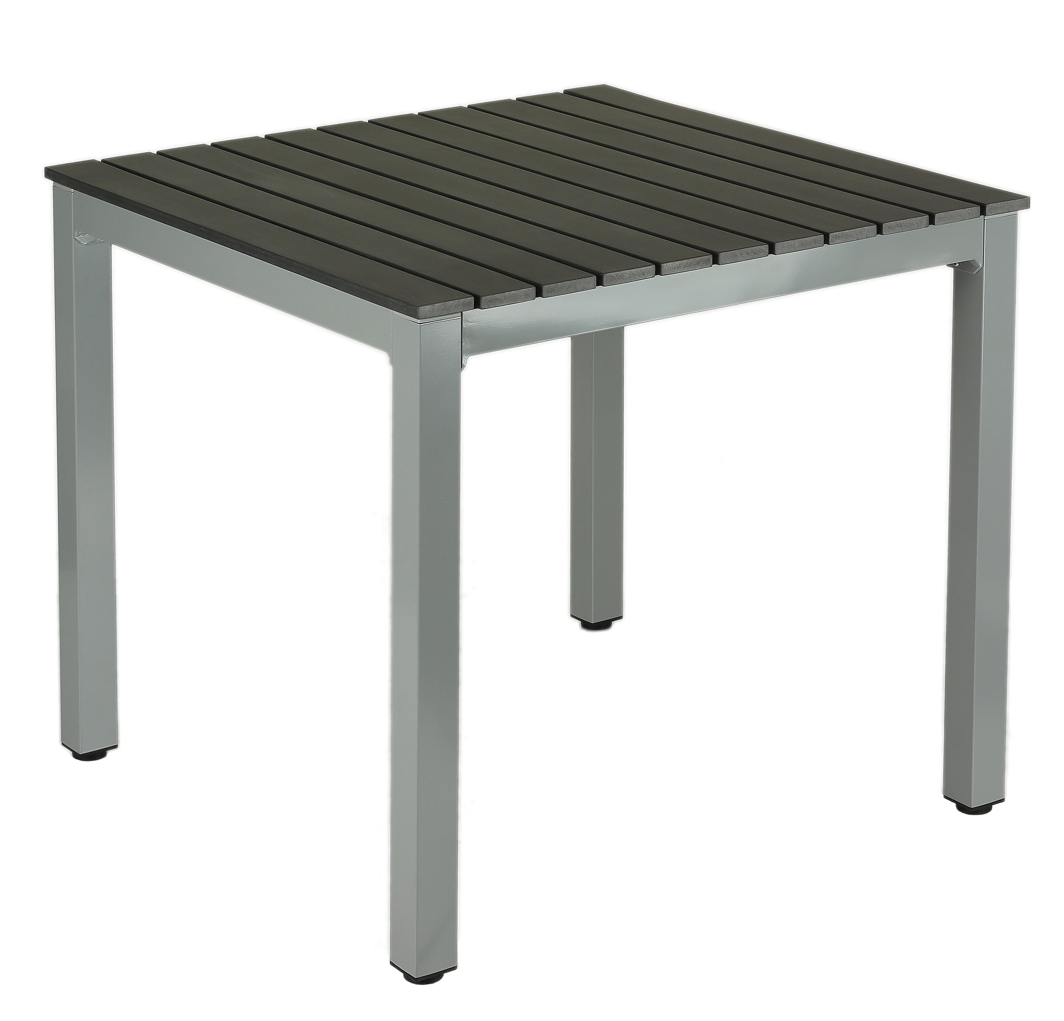 CORTESI HOME Jaxon Aluminum Outdoor Table in Poly Resin, Silver / Slate Gray
